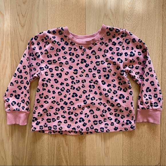H&M 3/4T Rose Leopard French Terry Top - Picture 1 of 3